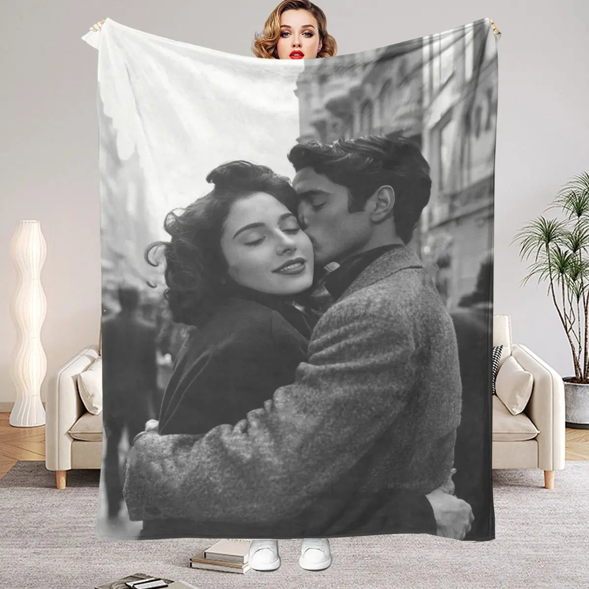 Manta personalizada con foto de pareja, regalo emotivo MyGiftBox.
