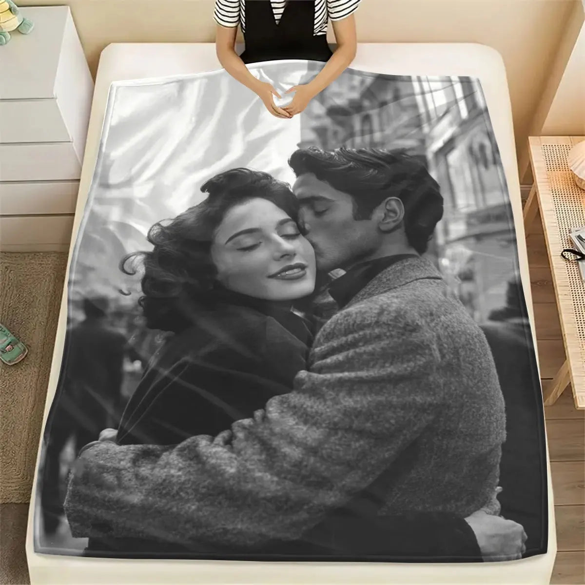 Manta personalizada con foto en blanco y negro, regalo para parejas MyGiftBox.
